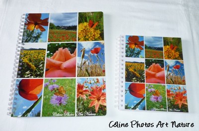 Commande personnalisée d`un cahier et de son carnet d`adresses assorti chez Céline Photos Art Nature